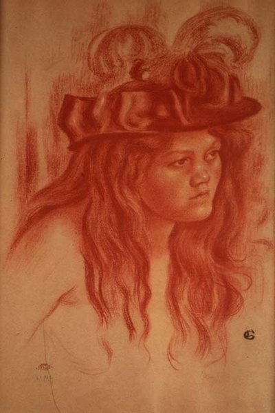 Menina com chapéu (lápis de cera) de Georges Lemmen