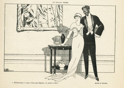 Ilustração de Georges Leonnec (1881-1940) in Le Lire, 20/07/12 - O galã negro - Amor, Xenofobia - Negro de Georges Leonnec