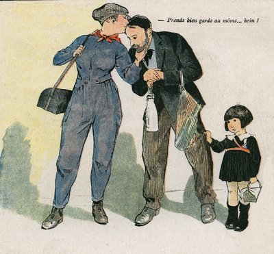 Toma conta do miúdo... huh? Ilustração de Georges Paul LEONNEC (1881-1940) em "La Baionnette" de 15 de Novembro de Georges Leonnec
