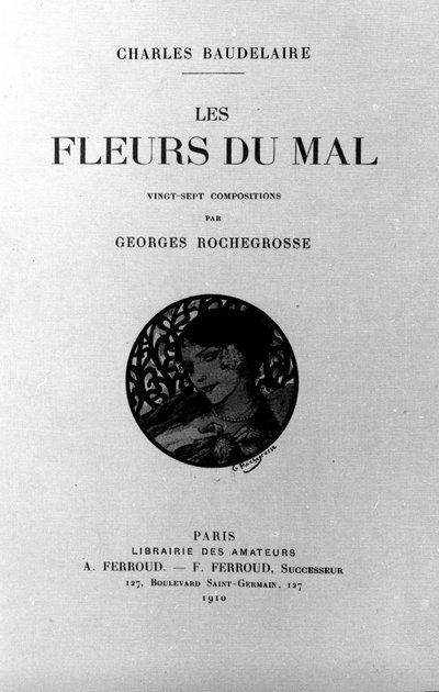 Frontispício de "As Flores do Mal" de Charles Baudelaire (1821-1867) ilustrado por Georges Antoine Rochegrosse (1859-1938) 1910 de Georges Marie Rochegrosse