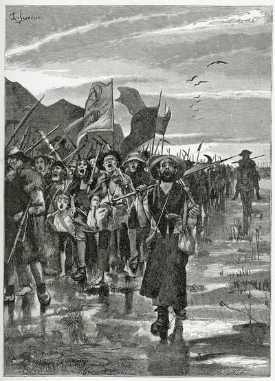 Le Torrent des rebelles - ilustração de Han d&39;Islande, século XIX (gravura de bw) de Georges Marie Rochegrosse