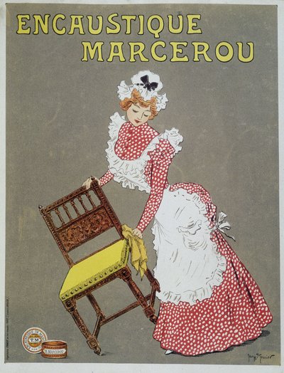 Publicidade para cera de madeira "Encaustic Marcerou". de Georges Meunier