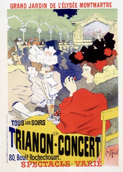 Concerto Trianon, espectáculo diário no grande jardim do Elysee Montmartre (Elysee-Montmartre) em Paris. Cartaz de Georges Meunier de Georges Meunier
