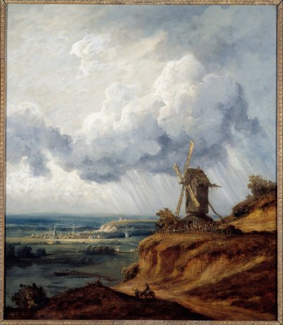 Moinho em Argenteuil. Pintura de Georges Michel (1763-1843) de Georges Michel