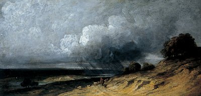 Tempestade sobre Montmartre, c.1763 - 1843 (óleo sobre papel) de Georges Michel
