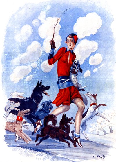 Malandro da primavera, a menina da mamã em perigo - ilustração de la Vie Parisienne de Georges Pavis