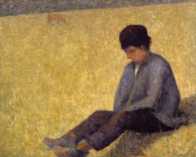Rapaz sentado na relva, c.1882 (óleo sobre tela) de Georges Pierre Seurat