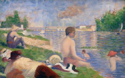 Estudo final para banhistas em Asnières, 1883. de Georges Pierre Seurat