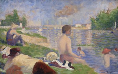 Estudo final para banhistas em Asnières, 1883 de Georges Pierre Seurat