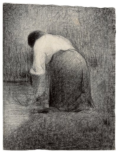 Mulher ajoelhada; Mulher ajoelhada, c.1881 de Georges Pierre Seurat