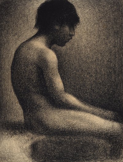 Nu sentado. Estudo para Une Baignade, 1883. de Georges Pierre Seurat