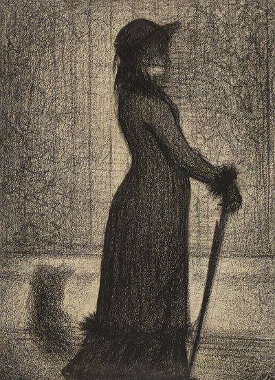Une Elegante, Mulher passeando, c.1884 (conto a lápis no papel de Michael) de Georges Pierre Seurat
