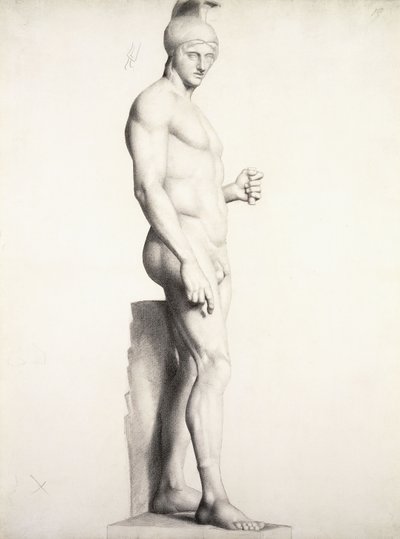 Guerreiro usando capacete, de perfil, 1875-1878 de Georges Pierre Seurat
