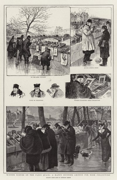 Cenas de Inverno no Paris Quais, um terreno de caça feliz para colecionadores de livros de Georges Redon