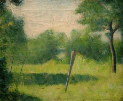 Paysage au piquet (paisagem com um poste) de Georges Seurat