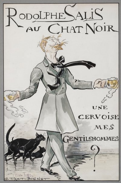Rodolphe Salis com o Gato Preto, c. 1890. de Georges Tiret Bognet