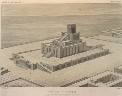 Reconstrução de um Templo Caldeuense. Gravura de Georges Perrot (1832-1914) e Charles Chipiez (1835-1901), Histoire de l