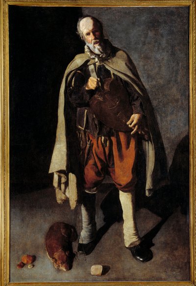 O velho cão. Pintura de George of the Tower (1593-1652) de Georges de La Tour