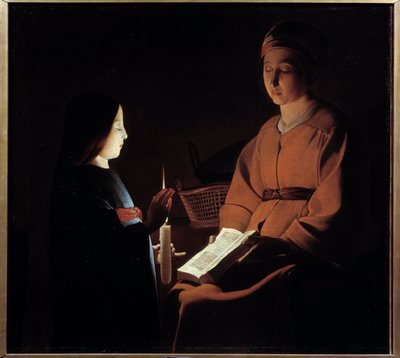 A educação da virgem. Pintura de Georges De La Tour (1593-1652) de Georges de la (after) Tour