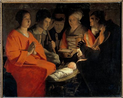 A Adoração dos Pastores Pintura por Georges de La Tour (1593-1652) Sol do século XVII. 1,07x1,31 m de Georges de La Tour