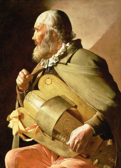 The Blind Hurdy Gurdy Player (óleo sobre tela) de Georges de La Tour