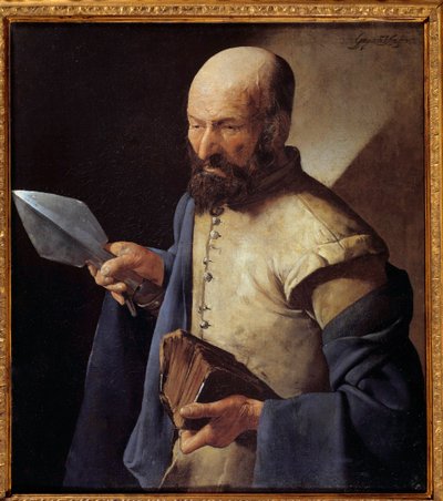 O apóstolo São Tomás Pintura de Georges de la Tour (1593-1652) Sol do século XVII. 0,51x0,71 m de Georges de La Tour