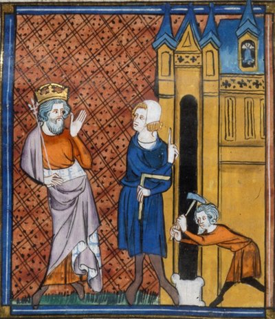 Carlos Magno construindo a catedral de Aix, de Chroniques de France ou de St Denis, século XIV (22716435125) de Georgia Levan Ramishvili from Tbilisi