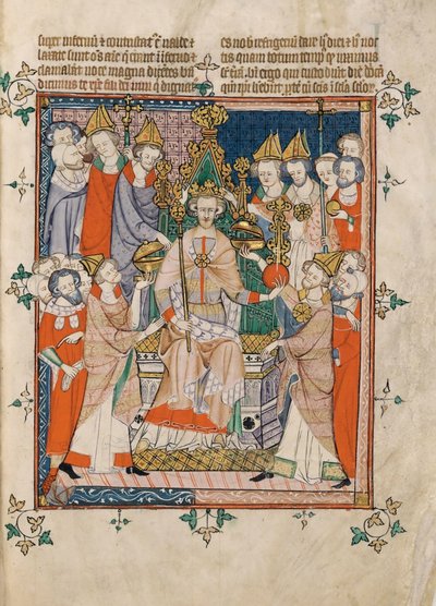 Coroação de Eduardo II a partir do Apocalipse, Visio Sancti Pauli, MS 020, Corpus Christi College, Cambridge, 1300-25 (28252729249) de Georgia Levan Ramishvili from Tbilisi
