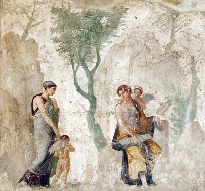 Eros levado por Peitho a Afrodite enquanto Anteros se ri do seu castigo por ter escolhido o alvo errado, fresco de Pompeia, cerca de 25 a.C. (28298194699) de Georgia Levan Ramishvili from Tbilisi