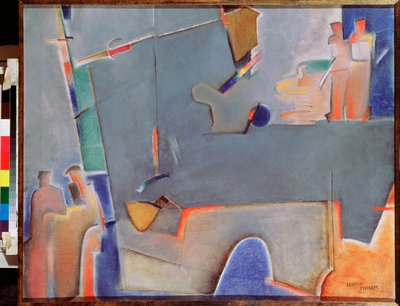 O guindaste de elevação - pintura de Georgi Avgustovich Stenberg (1900-1933), óleo sobre tela de Georgii Avgustovich Stenberg