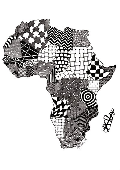 África, 2015 (tinta sobre cartão de bristol) de Georgina Naisbitt