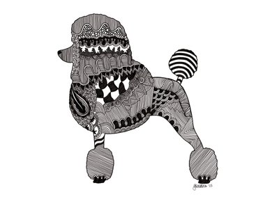 Caniche, 2015 (tinta sobre cartão de bristol) de Georgina Naisbitt