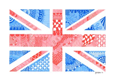 Union Jack, 2015 (tinta sobre cartão de bristol) de Georgina Naisbitt