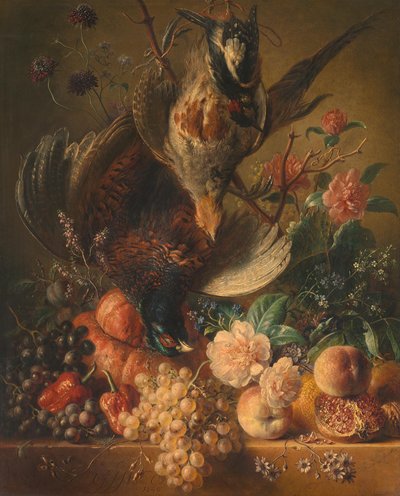 Flores e aves de capoeira de Georgius Jacobus Johannes van Os