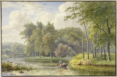 Paisagem com figuras em um barco a remo de Georgius Jacobus Johannes van Os