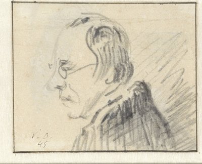 Perfil de homem com óculos, virado para a esquerda de Georgius Jacobus Johannes van Os