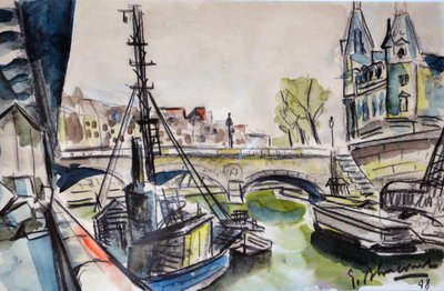 O Sena em Paris 1948 (aguarela) de Gerald Bloncourt
