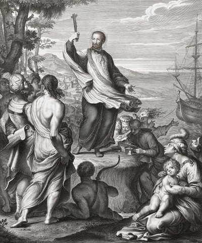 Pregação de São Francisco Xavier. (imprimir) de Gerard (after) Edelinck
