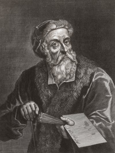 Ticiano. Retrato. (impressão) de Gerard (after) Edelinck