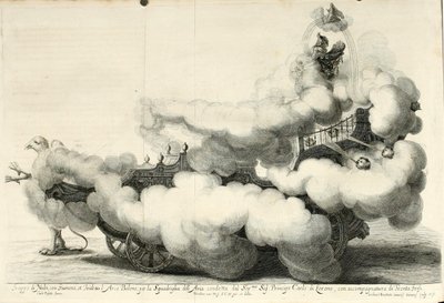 Disputa da vitória no ar e na água. Festa alegre a cavalo - A carruagem (1667) de Gerard Bouttats