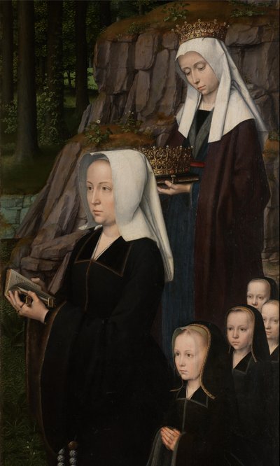 Detalhe do painel direito do Baptismo de Cristo, c.1502-08 (óleo sobre painel) de Gerard David