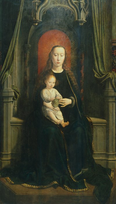 Madona Entronizada com Criança ou Madona das Uvas, painel central da Cervara Altarpiece de Gerard David