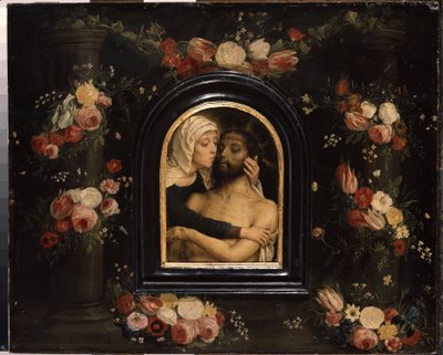 ""La deploration sur le christ mort"" (A Lamentação sobre o Cristo Morto) Pintura de Gerard David (cerca de 1460-1523) Dim. 36x44,5 cm Museu Hermitage, São Petersburgo de Gerard David