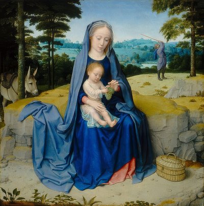 Descanse no vôo para o Egito. Por volta de 1510 de Gerard David