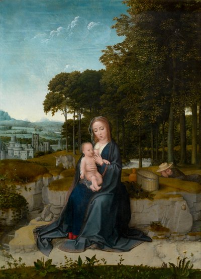 O resto no voo para o Egipto (óleo no painel) de Gerard David