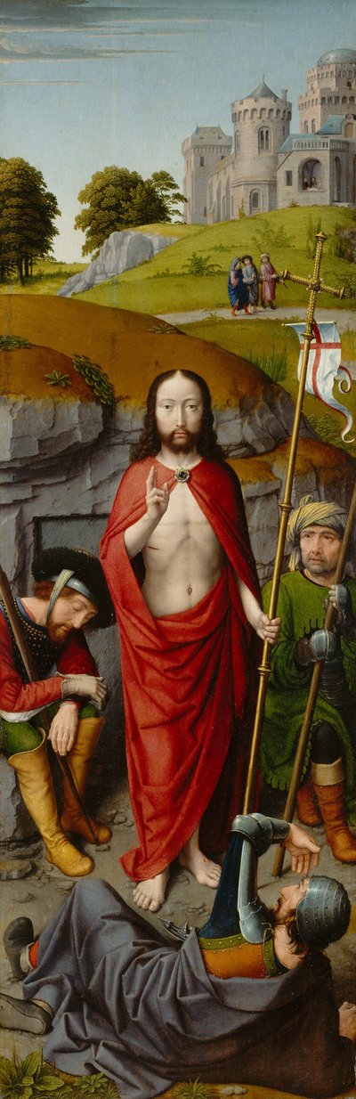 A ressurreição, com os peregrinos de Emaús, c.1510 (óleo sobre painel de carvalho) de Gerard David