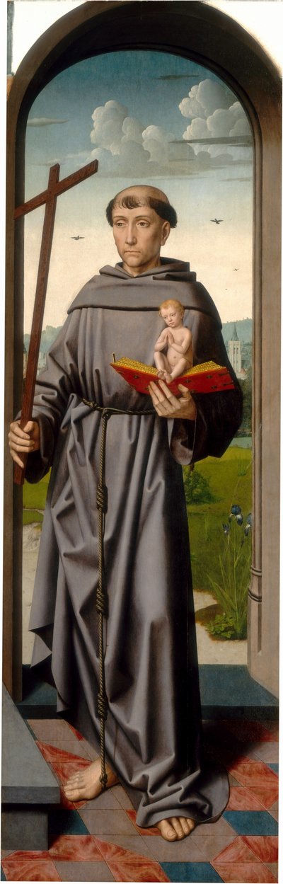 Retábulo de Santa Ana: Santo António de Pádua [painel da direita], c.1500-1520 (óleo sobre painel) de Gerard David