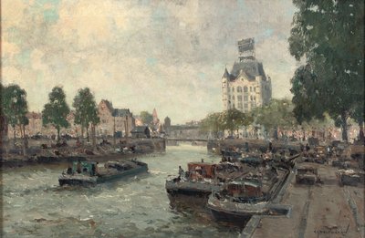 Uma vista da Witte Huis, Roterdão (óleo sobre tela) de Gerard Delfgaauw
