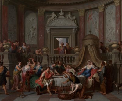 O Banquete de Cleópatra, c.1700 (óleo sobre tela) de Gerard Hoet