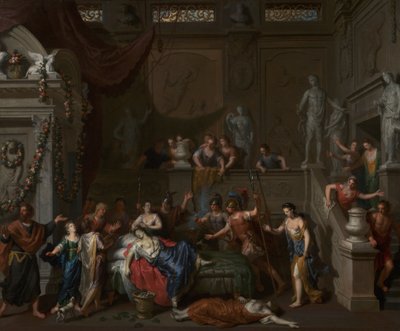 A Morte de Cleópatra, c.1700-10 (óleo sobre tela) de Gerard Hoet